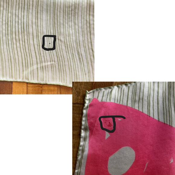 Beautiful Vintage Silk Pink Butterfly Scarf by Vera, 26 x 26 - Picture 5 of 5